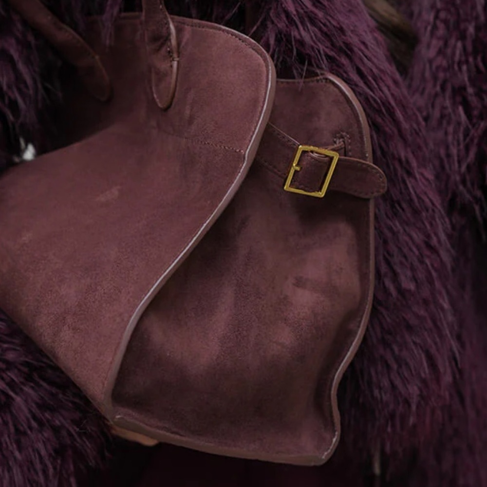 modavo rich brown vegan suede satchel - Picture 4 of 7